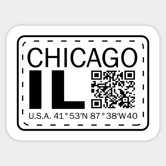 New Vintage Travel Location Qr Chicago IL Sticker by SimonSay